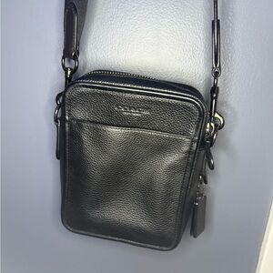 Coach Black Pebbled Leather Messenger Bag